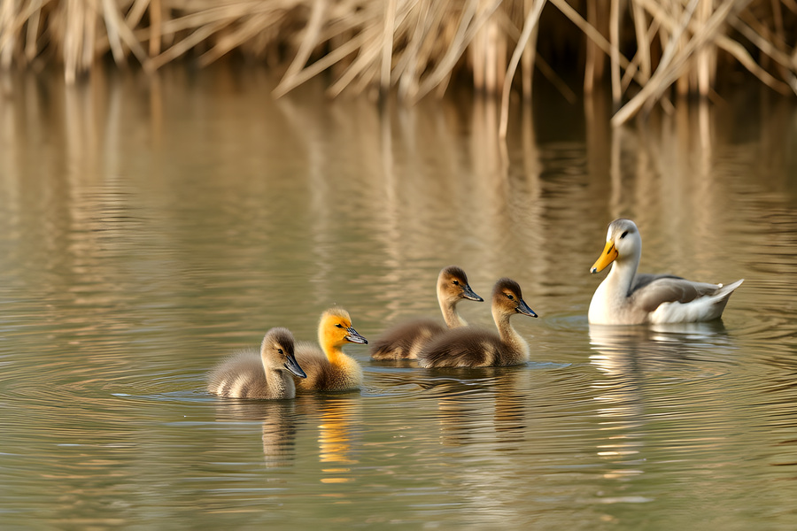 Duck with Ducklings on the River Yare